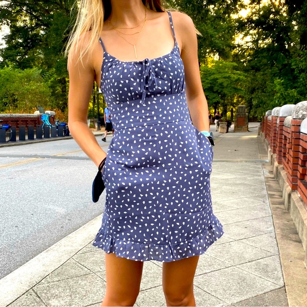 Abercrombie & Fitch cute blue dress with polka dots